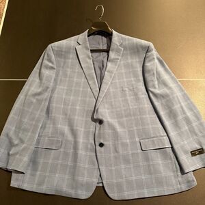 Shaquille O’Neal XLG Men’s 58R Sport Coat Blazer Blue Plaid Stretch Big/Tall NWT